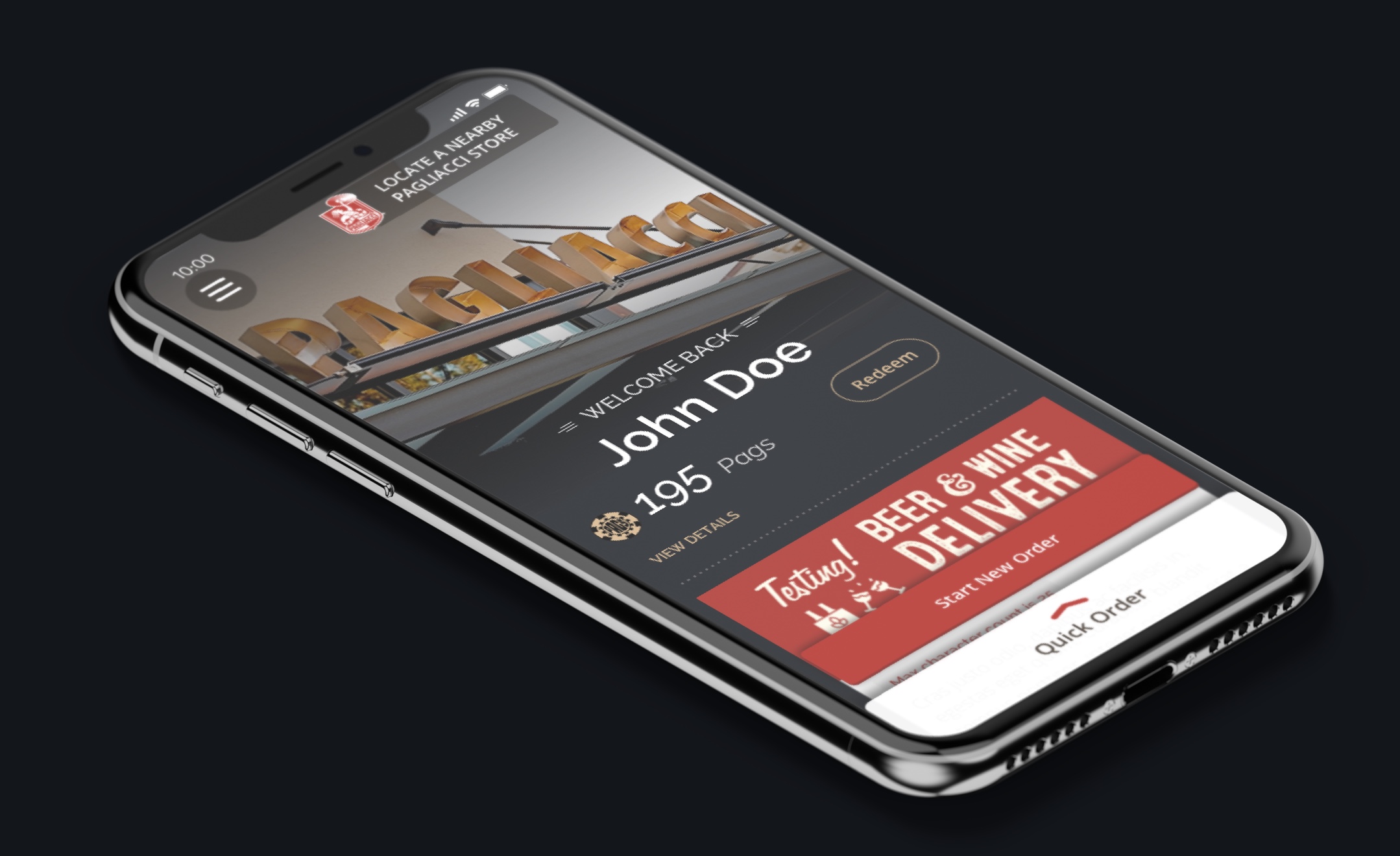 App home screen.